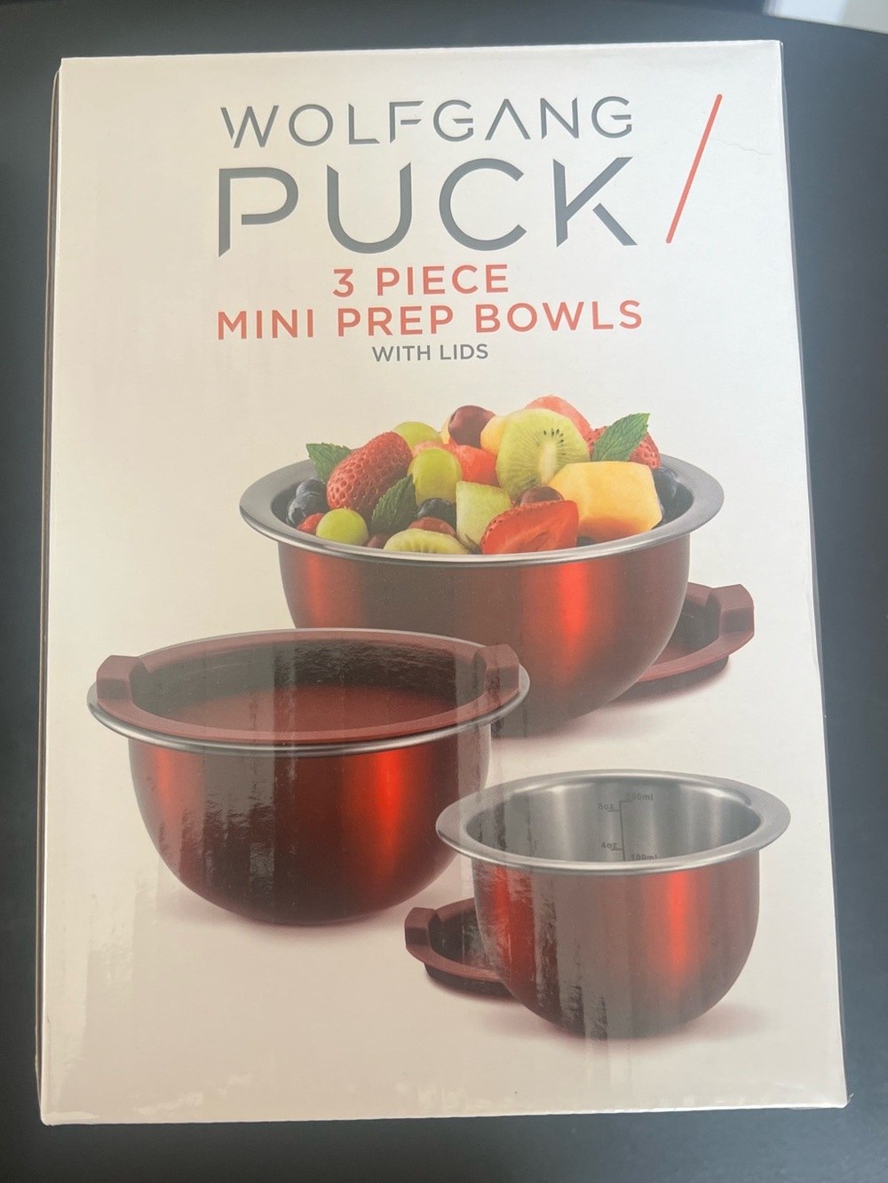 Wolfgang Puck 3 Piece Mini Prep Bowls w/ Lids NIP